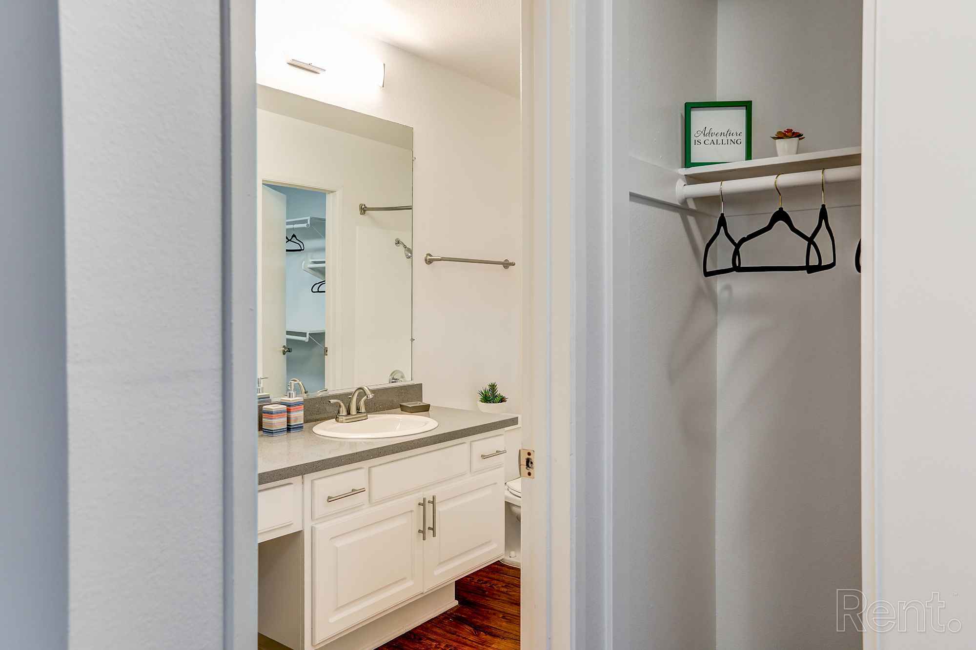 hallway storage into bathroom angle2 floorplan f at Chateau de Ville