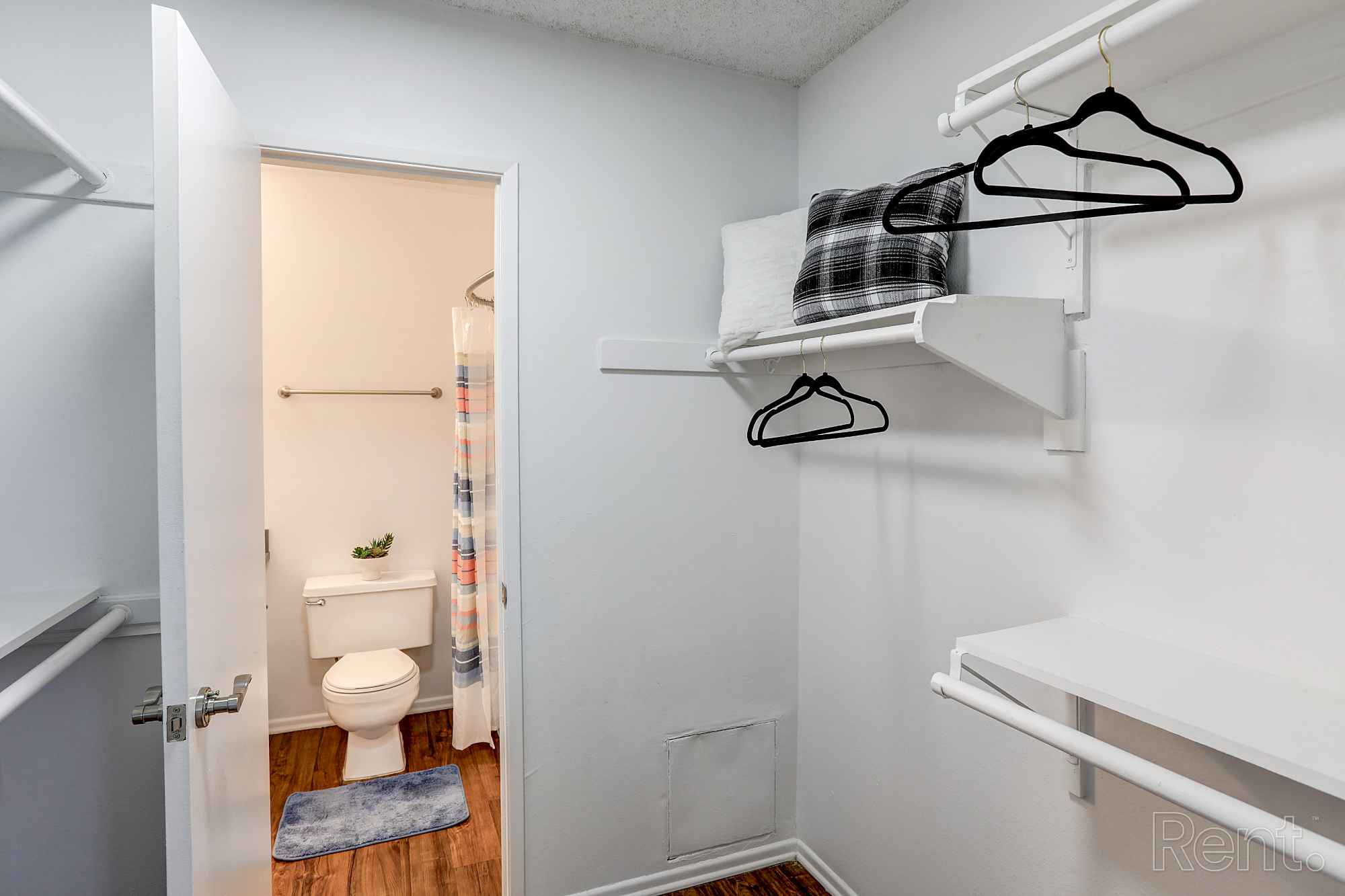 hallway storage into bathroom floorplan f at Chateau de Ville